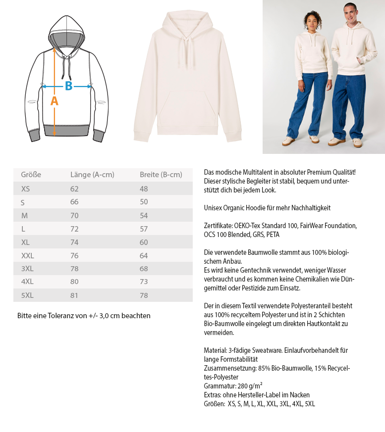 DRGXLBJMOW_STSU168-Measure Pilsensee.de - beidseitig bedruckt! - Unisex Organic Hoodie 2.0 ST/ST